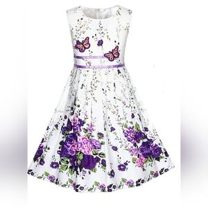 Sunny Fashion Floral Purple and White Cotton Dress!!!